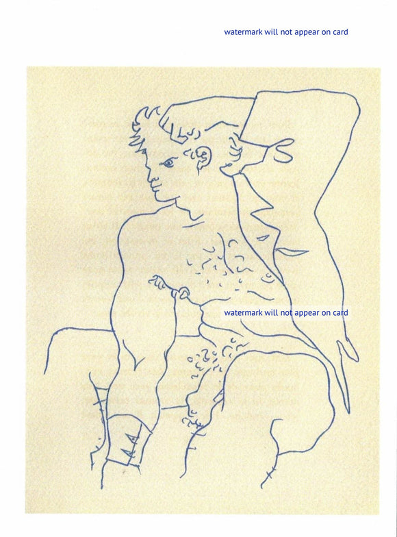 POSTCARD / COCTEAU Jean / Nude man drawing