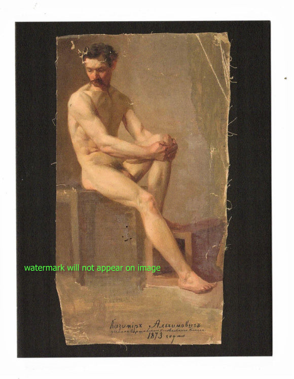 POSTCARD / ALCHIMOWICZ, Kazimierz / Seated man nude, 1873