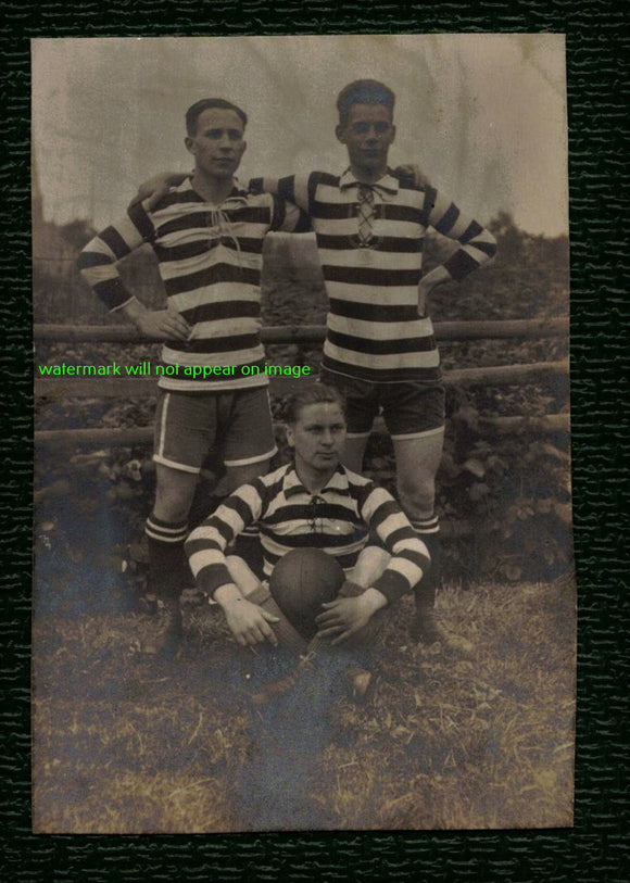 VINTAGE PHOTO / Three rugby football soccer players