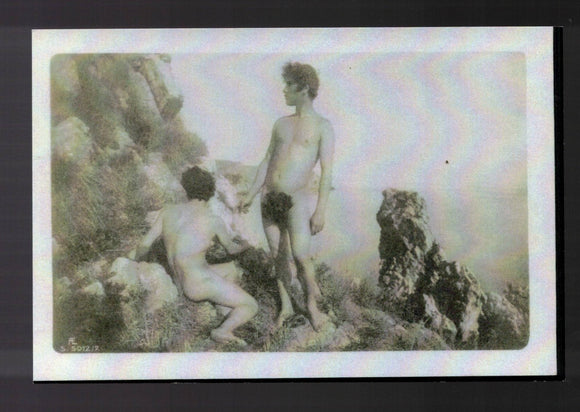 POSTCARD / VON GLOEDEN, Wilhelm / Two nude men on rocks, 1895