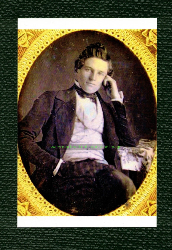 POSTCARD / Daguerrotype of pensive gentleman / 19th century