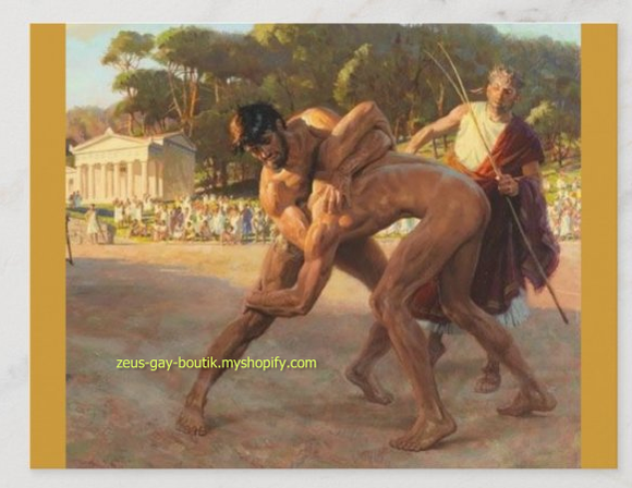 POSTCARD / LOVELL Tom / Wrestlers in Ancient Greece, 1929