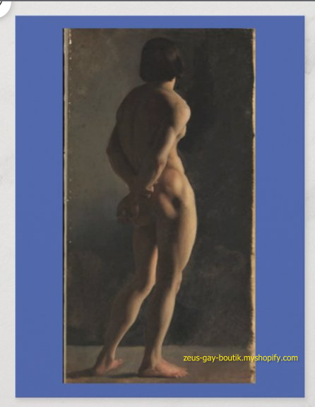 POSTCARD / FLANDRIN, Hippolyte / Male nude from behind, 1830