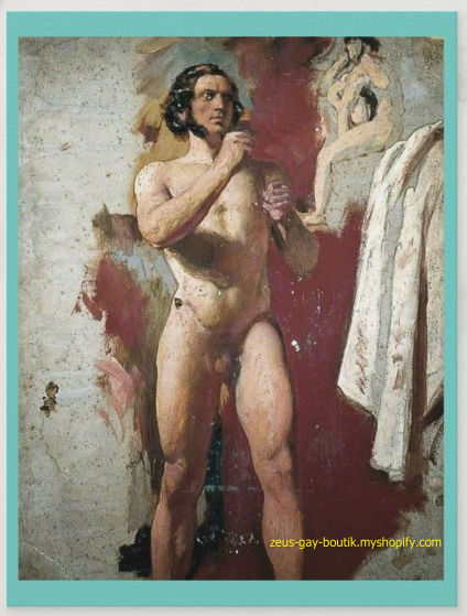 POSTCARD / ETTY William / Male nude boxing, 1849