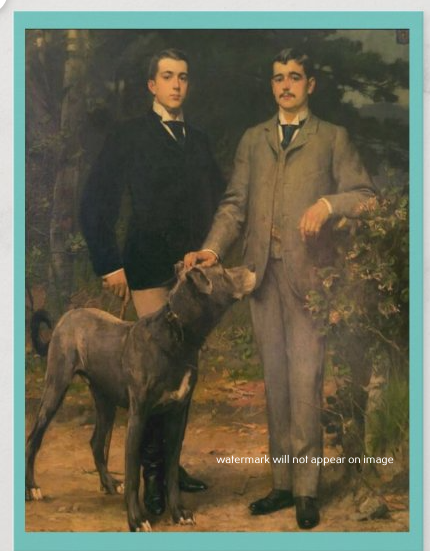 POSTCARD / Van der WAAY, Nicholaas / Baron brothers with dog, 19th c.
