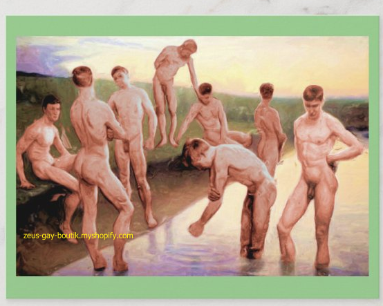 POSTCARD / TETENS, Vihelm / Evening bathing men, 1905