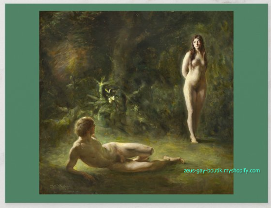 POSTCARD / PAULSEN, Julius / Adam + Eve, 1893
