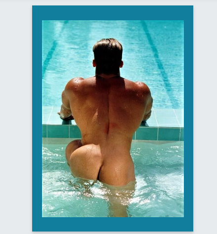 GREETING CARD / Nude swimmer buttocks in pool
