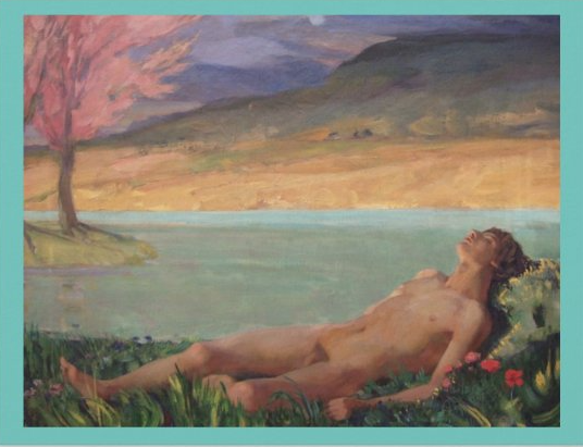POSTCARD / MAENNCHEN Albert / Nude man in landscape, 1900