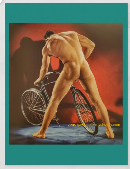 POSTCARD / Bruce of Los Angeles / Nude man with bicycle