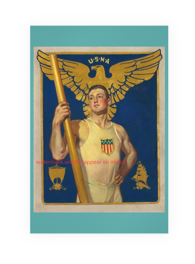 POSTCARD / ROCKWELL, Norman / Navy Academy Oarsman, 1921 / Edwin Grimes