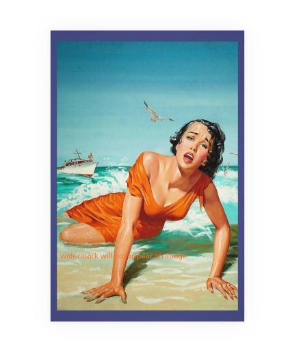 POSTCARD / Beached woman, 1957