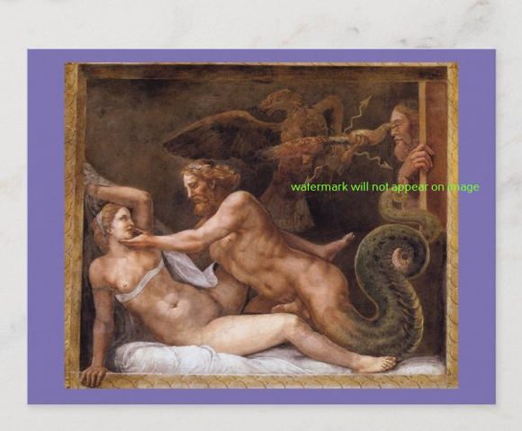 POSTCARD / ROMANO, Giulio / Jupiter seducing Olympias, 1526