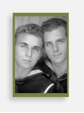 POSTCARD / Two handsome sailors in photobooth