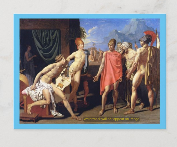 POSTCARD / INGRES J-L Dominique / Ambassadors of Agamemnon in the tent of Achilles, 1801