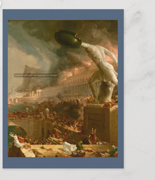 POSTCARD / COLE, Thomas / The fall of Rome, 1836