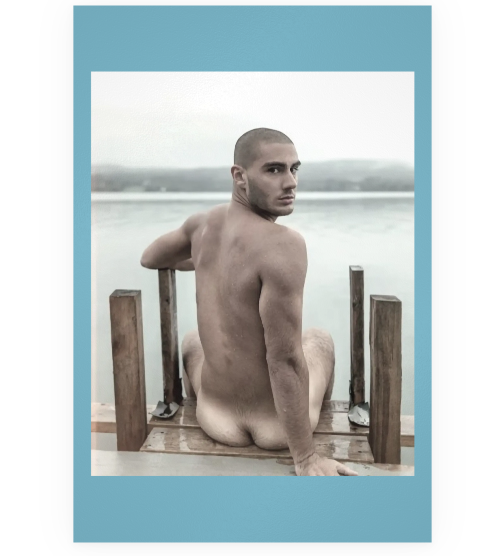 POSTCARD / William nude at the lake