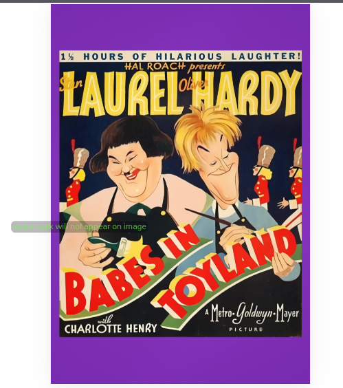 POSTCARD / Babes in Toyland, 1934 / Stan Laurel + Oliver Hardy