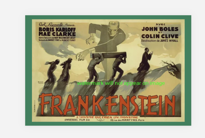 POSTCARD / AD Movies / Frankenstein, 1931 (France) James Whale – Zeus ...