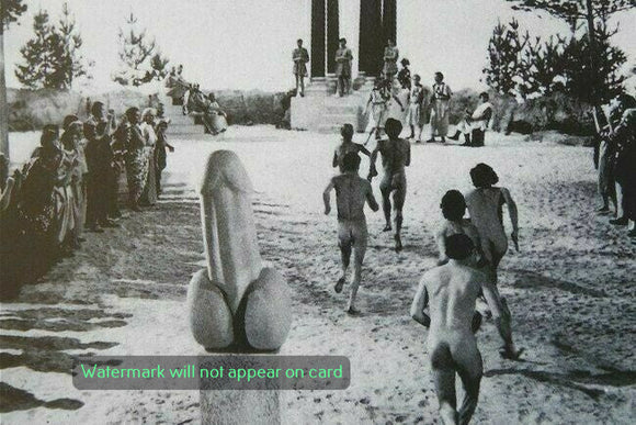POSTCARD / Athletes Nude Olympics / Praise be to what makes you hard, 1972 / Rolf Thiele