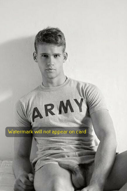 POSTCARD / Andrew nude in army t-shirt