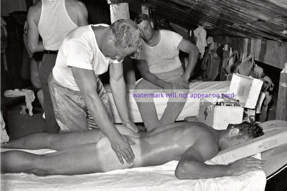 POSTCARD / Soldier getting a massage