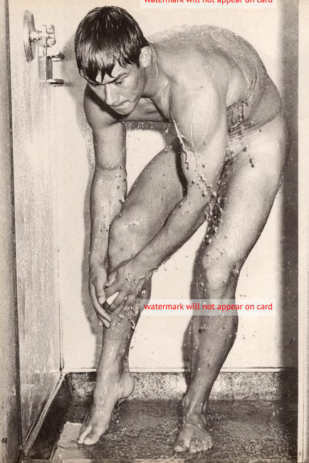 POSTCARD / Scotty Cunningham in shower, 1956 / Bruce of L.A.