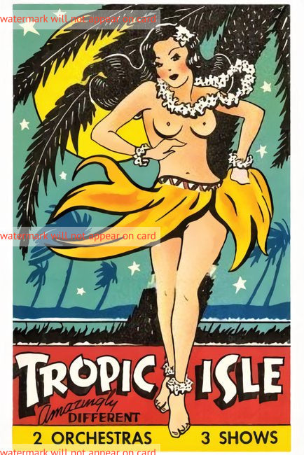 POSTCARD / Hawaiian Hula Dancer / Tropic Isle, 1940s