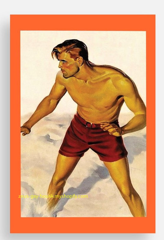 POSTCARD / Doc Savage / In swimsuit on the beach / Walter Baumhofer