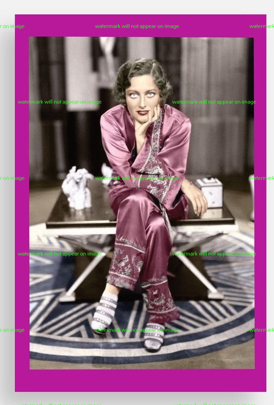 POSTCARD / Joan Crawford in purple pajamas, 1926