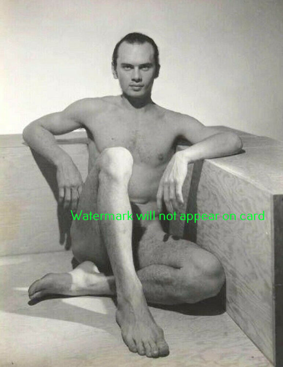 POSTCARD / Yul Brynner nude in corner, 1942 / George PLATT LYNES