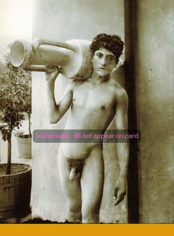 POSTCARD / VON GLOEDEN, Wilhelm / Nude young Greek man with urn