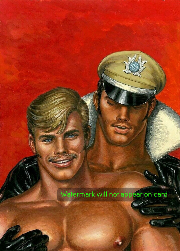 NOTE CARD / Tom of Finland / Aviator and friend