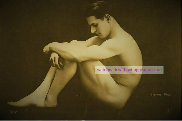 POSTCARD / French nude male model, 1920's / Henri Manuel