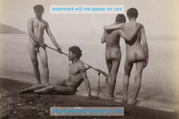POSTCARD / EAKINS, Thomas / Four nude men on shoreline, 1884