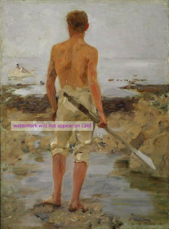 POSTCARD / TUKE Henry Scott / A boy with an oar, 1910
