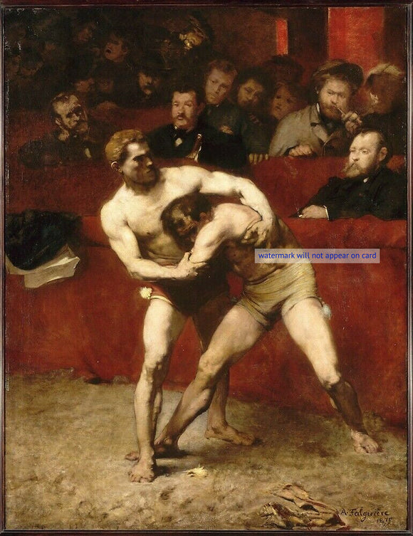 POSTCARD / FALGUIERE Alexandre / Lutteurs (Wrestlers), 1875