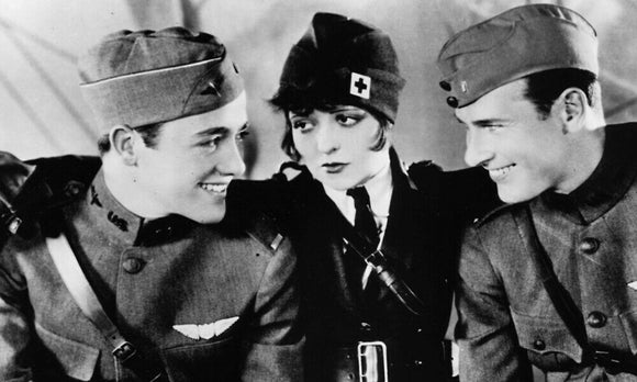 POSTCARD / Richard Arlen + Clara Bow + Buddy Rogers / Wings, 1927