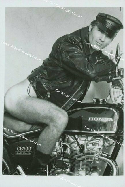 POSTCARD / Gunther Keller nude on motorcycle
