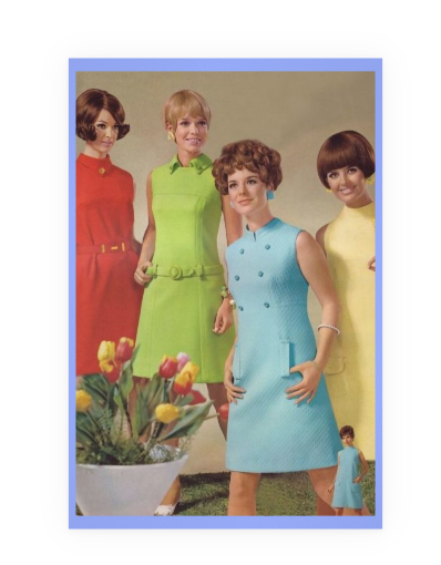 POSTCARD / Pastel dresses, 1969