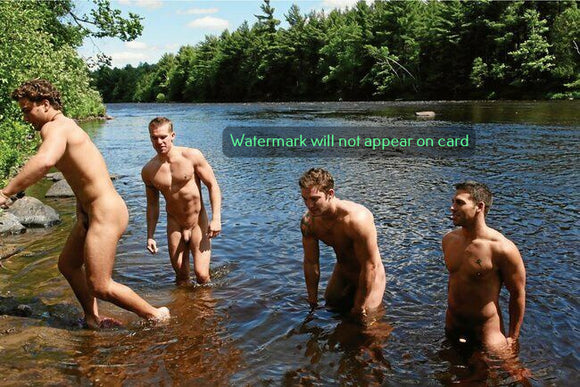 POSTCARD / Four nude men out of river