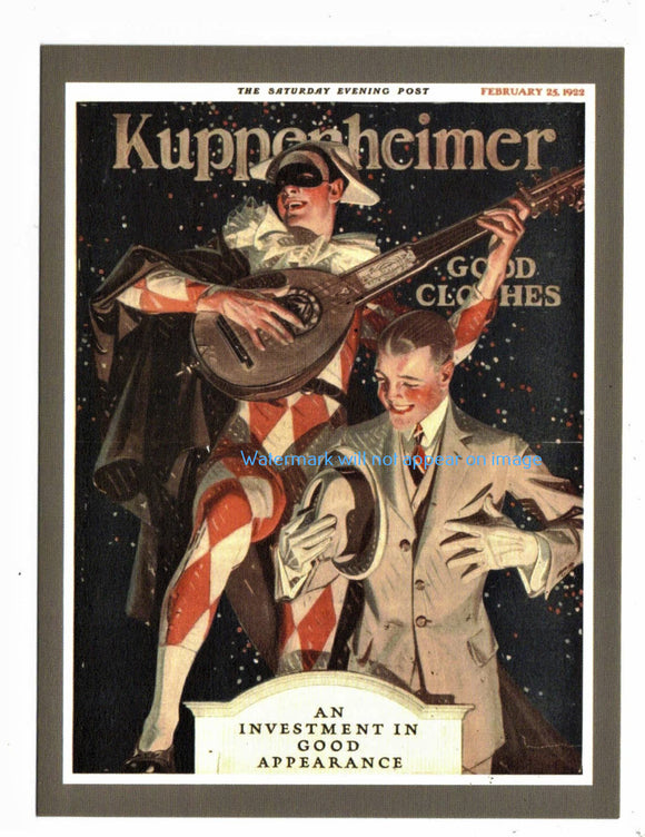 POSTCARD / LEYENDECKER Joseph / Kuppenheimer / Harlequin, 1922