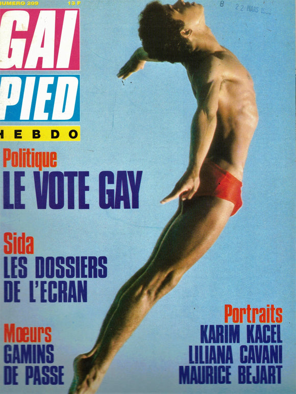GAI PIED HEBDO FRANCE Magazine / 1986 / Mars / No. 209 / Maurice Béjart