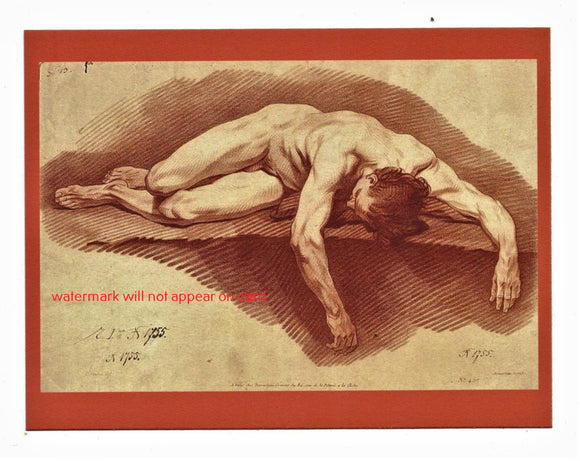 POSTCARD / DEMARTEAU, Gilles / Male nude, 1775