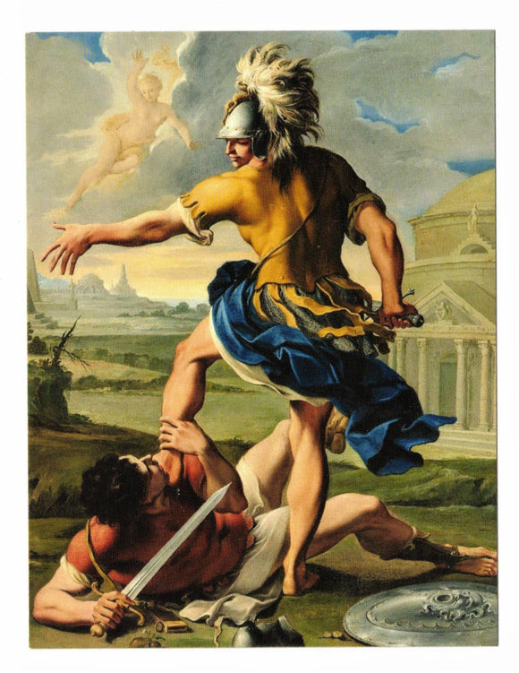 POSTCARD / MILANI Aureliano / Combat of Aenas + Turnus, 1708
