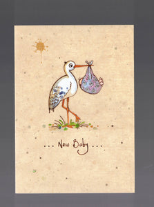 GREETING CARD / CROWTHER, Jane / Stork - New baby (embossed)