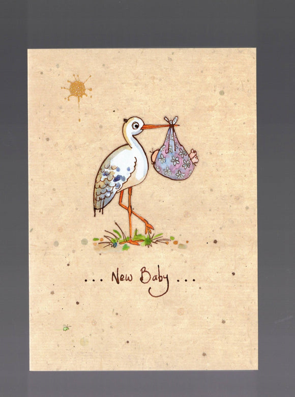 GREETING CARD / CROWTHER, Jane / Stork - New baby (embossed)