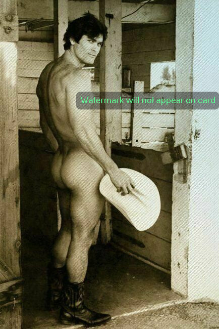 POSTCARD / Gordon Grant nude cowboy holding hat