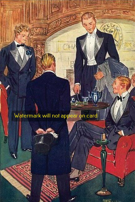 POSTCARD / Men Evening Wear Fashion, 1935