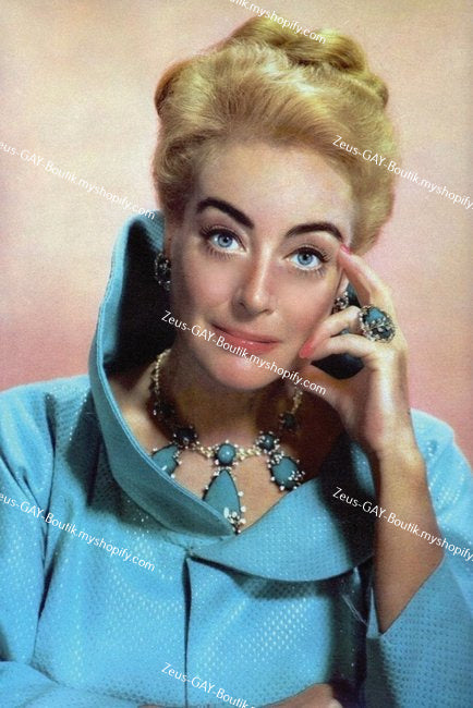 POSTCARD / Joan Crawford in blue dress, 1950's